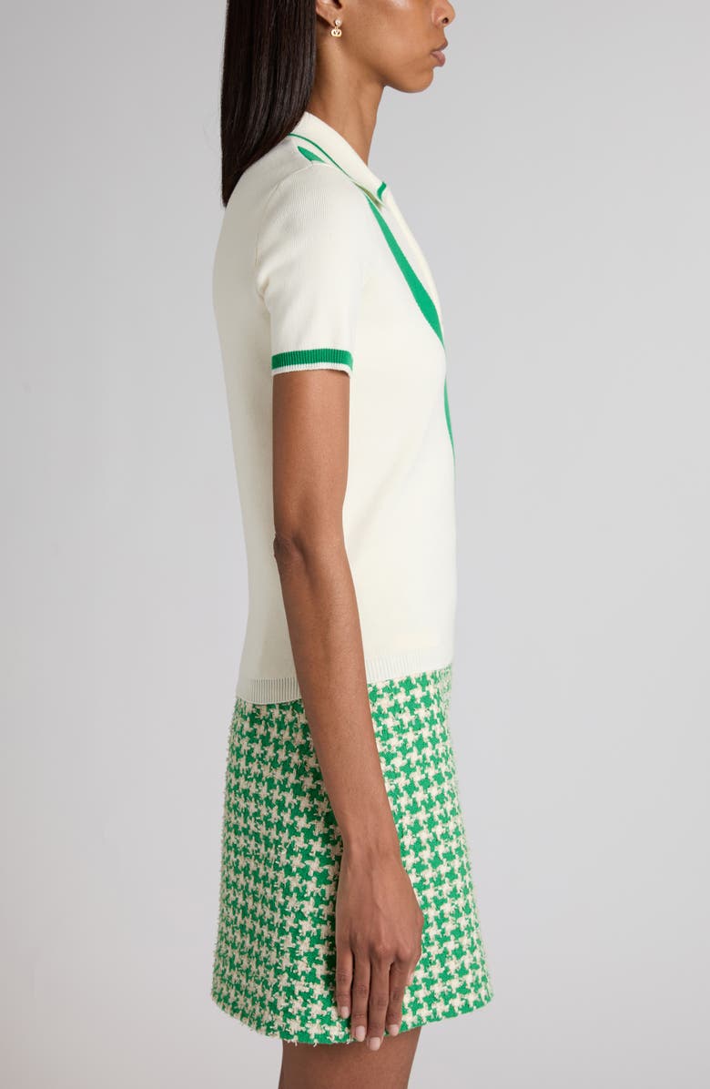 Valentino V Logo Quarter Zip Polo Sweater, Alternate, color, Ivory/ Green