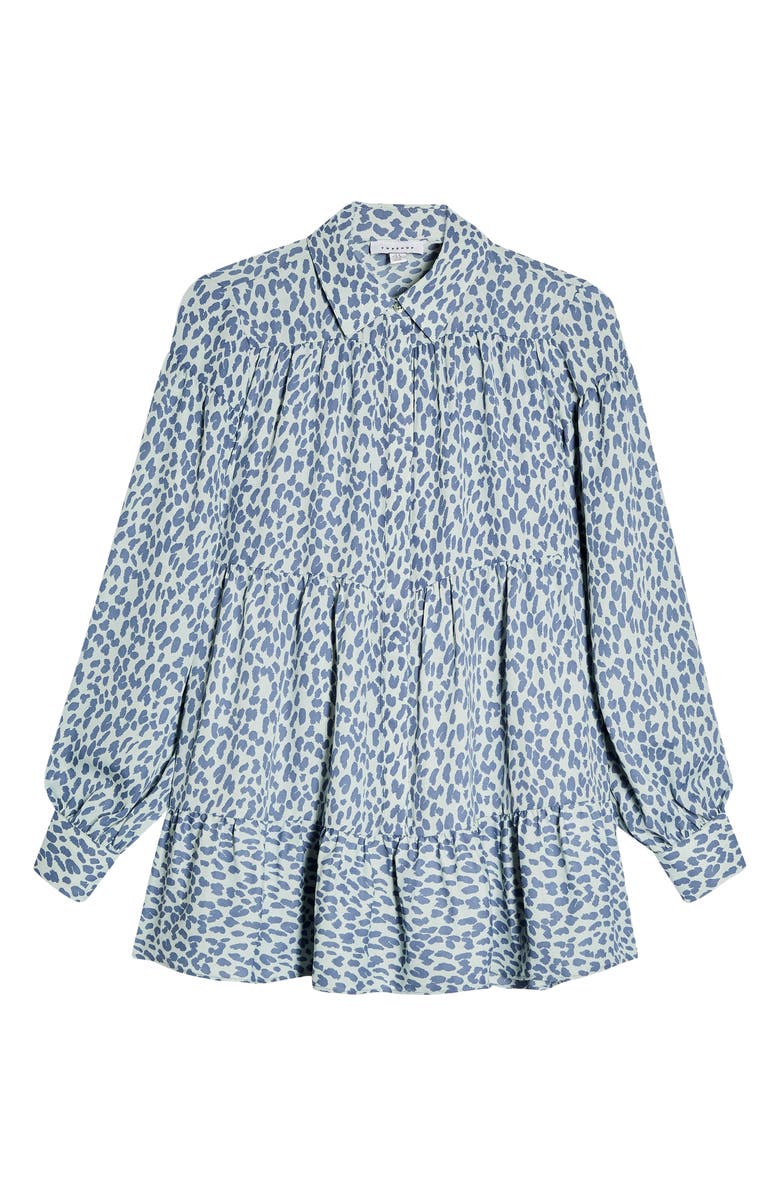 Topshop Tiered Cheetah Print Shirt, Alternate, color,