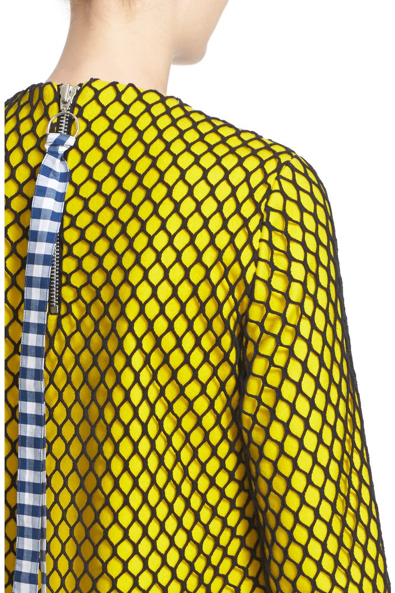 Marques'Almeida Long Sleeve Mesh Minidress, Alternate, color, YELLOW/ BLACK