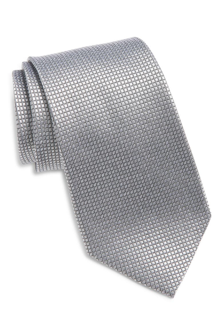 Solid Silk Tie, Main, color, SILVER