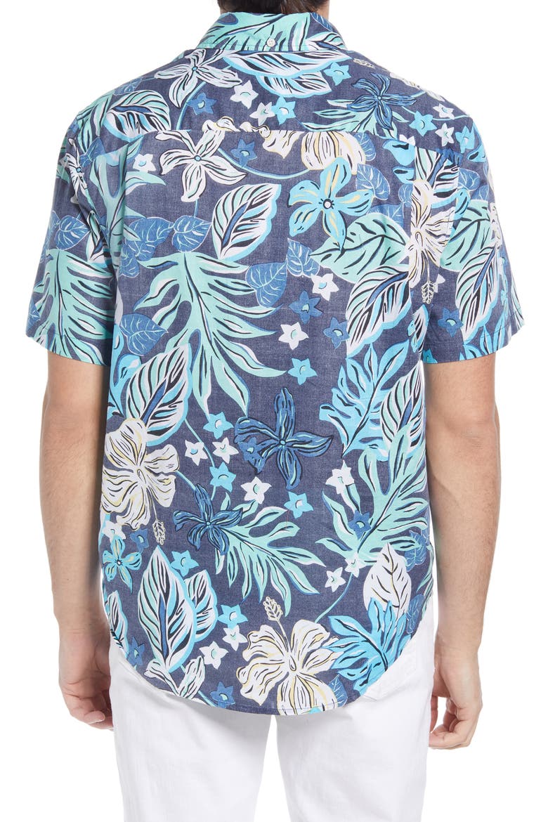 Waimea Canyon Tailored Fit Short Sleeve Button-Down Shirt, Alternate, color, DRESS BLUES