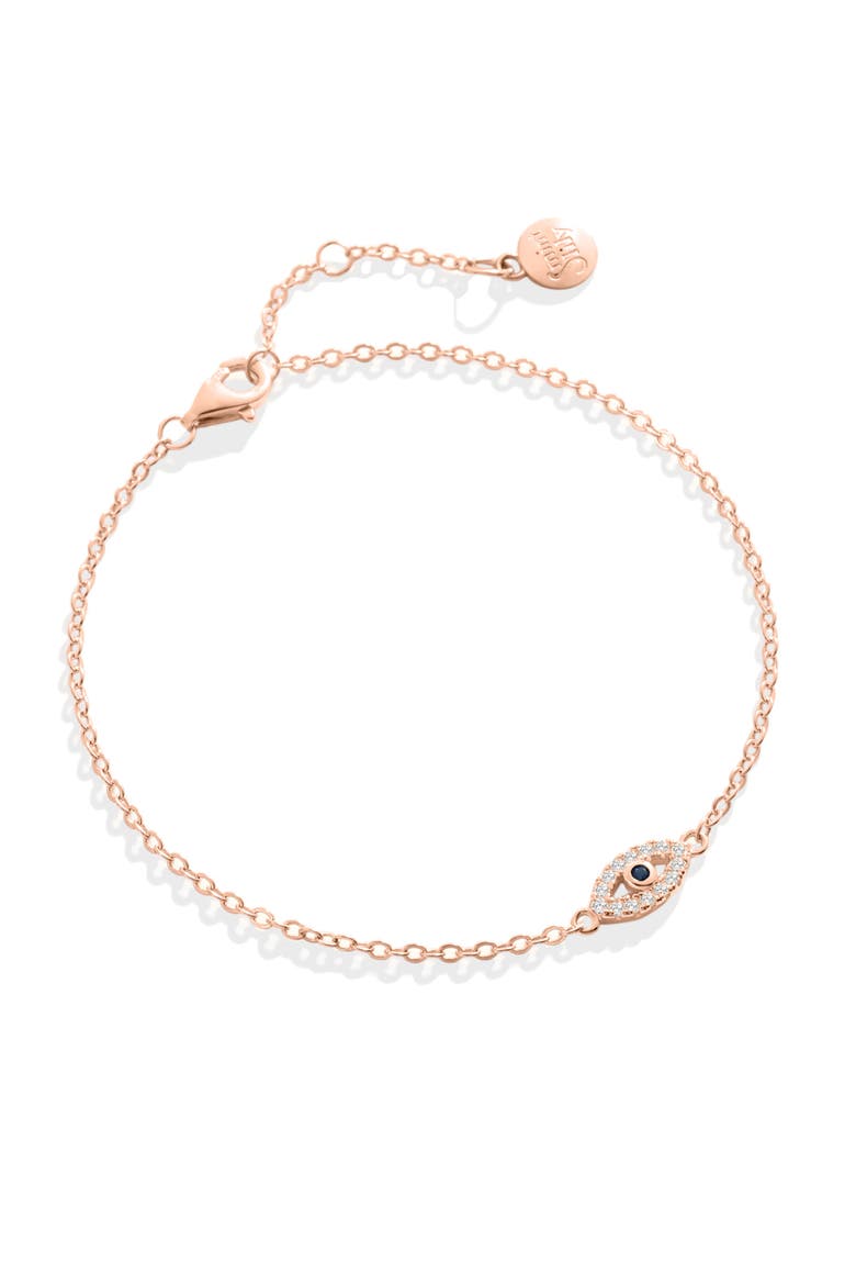 Dainty Evil Eye Charm Bracelet, Alternate, color, 18k Rose Gold Plated