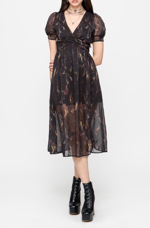 Ember Chiffon Wrap Midi Dress