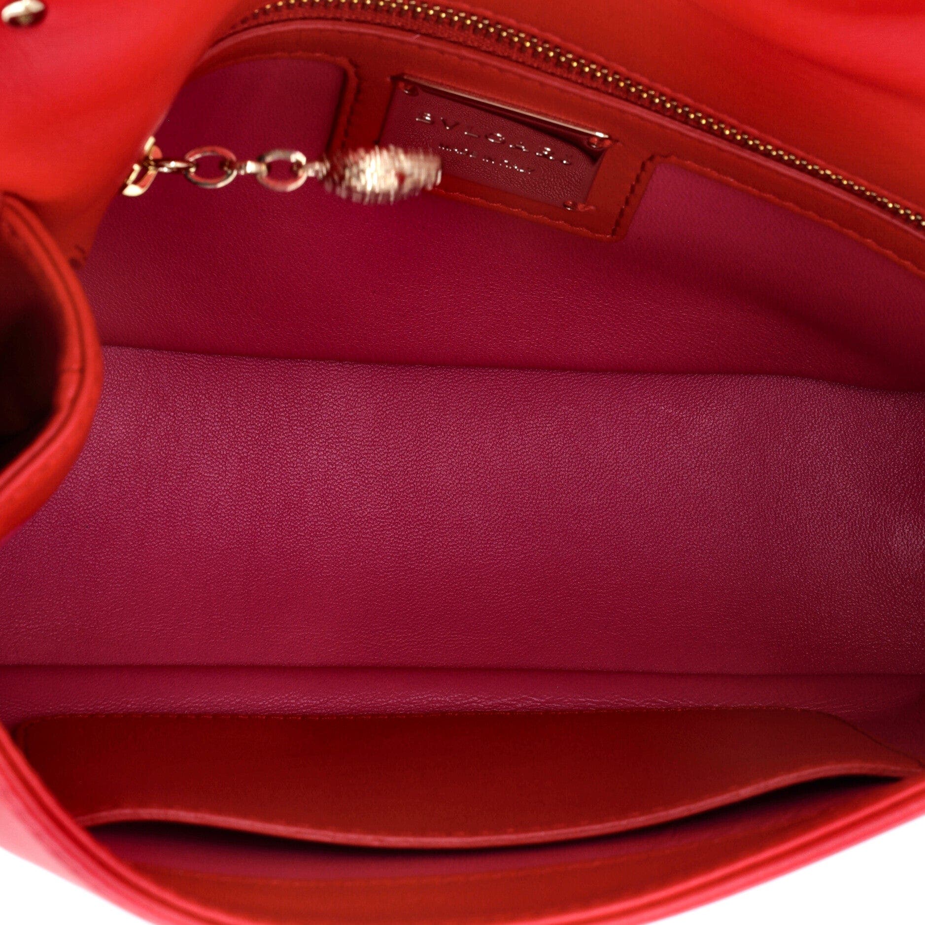 Serpenti Cabochon Messenger Bag Diagonal Quilted Leather Small, Alternate, color, Red