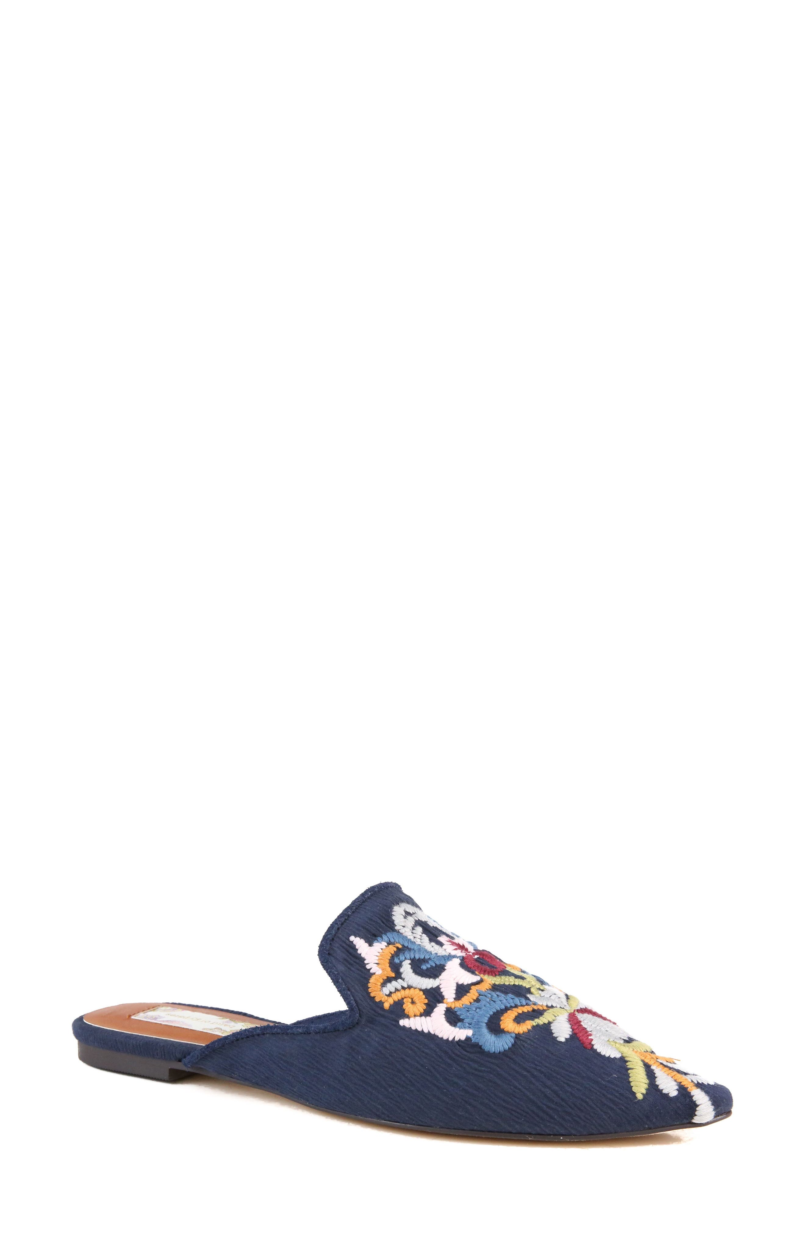 Band of Gypsies Landslide Embroidered Mule Flat, Main, color, NAVY CASCADE