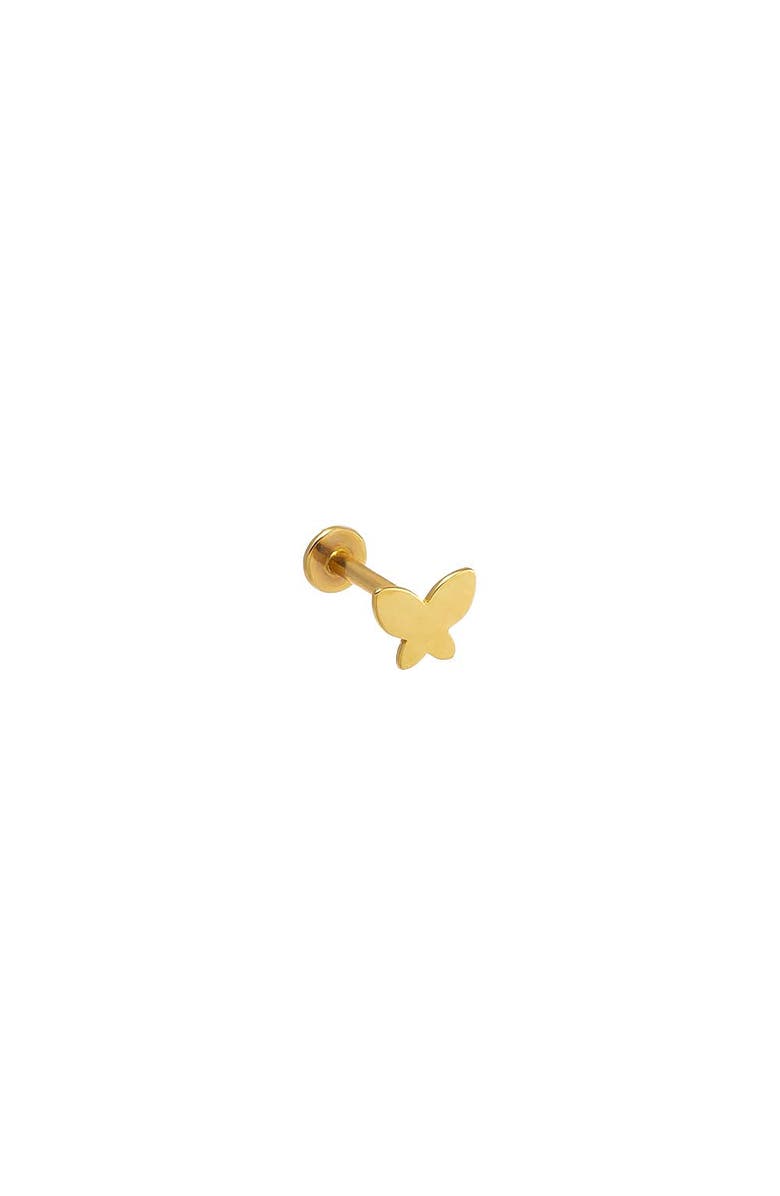 BY ADINA EDEN Piercing Solid Butterfly Threaded Stud Earring 14K, Main, color, 