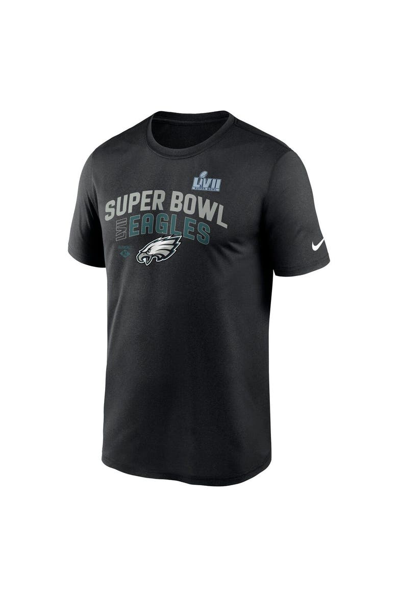 Men's Nike Black Philadelphia Eagles Super Bowl LVII Team Logo Lockup T-Shirt, Alternate, color, Black