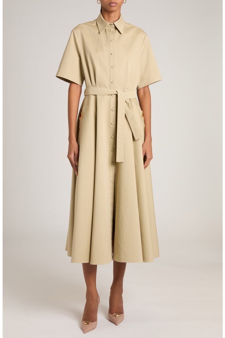 Oversize Cotton & Linen Shirtdress, Main, color, CAPPUCCINO FOAM