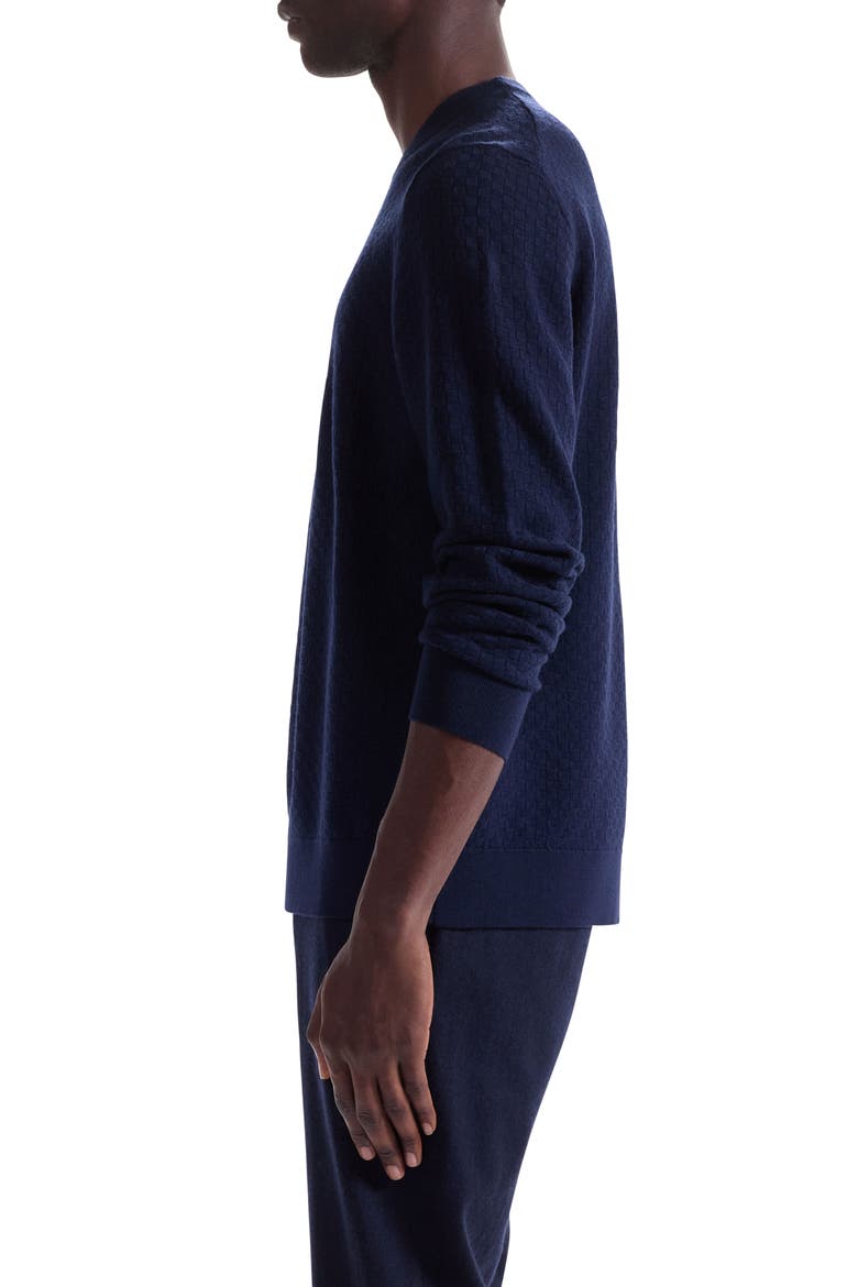 Basketweave Stitch Merino Wool Sweater, Alternate, color, NAVY