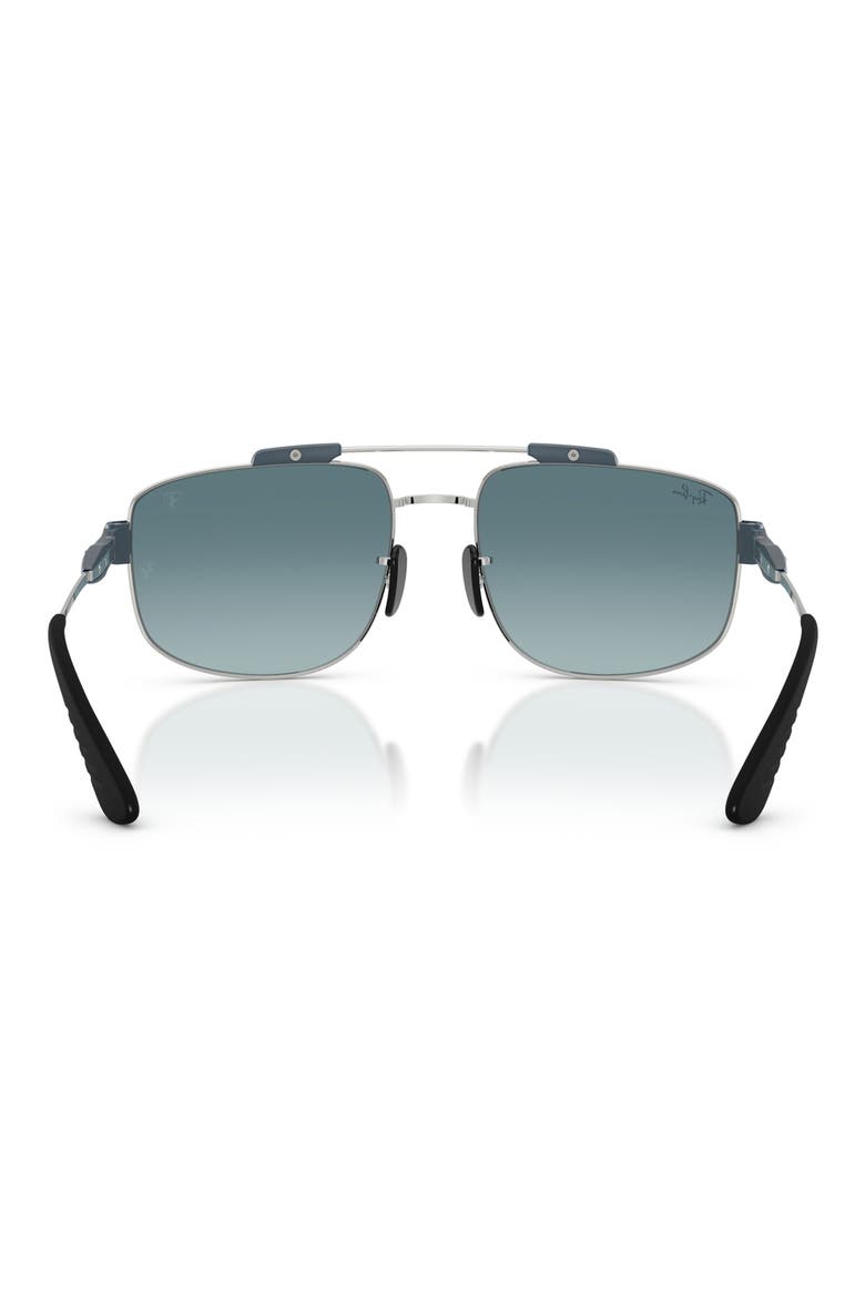 58mm Ferrari Gradient Square Sunglasses, Alternate, color, SILVER / BLUE GRADIENT GREY