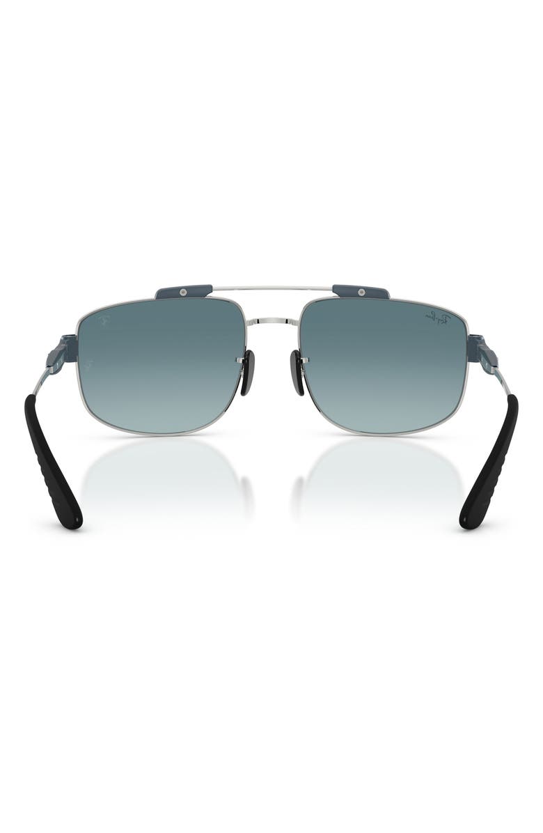 Ray-Ban 58mm Ferrari Gradient Square Sunglasses, Alternate, color, Silver / Blue Gradient Grey