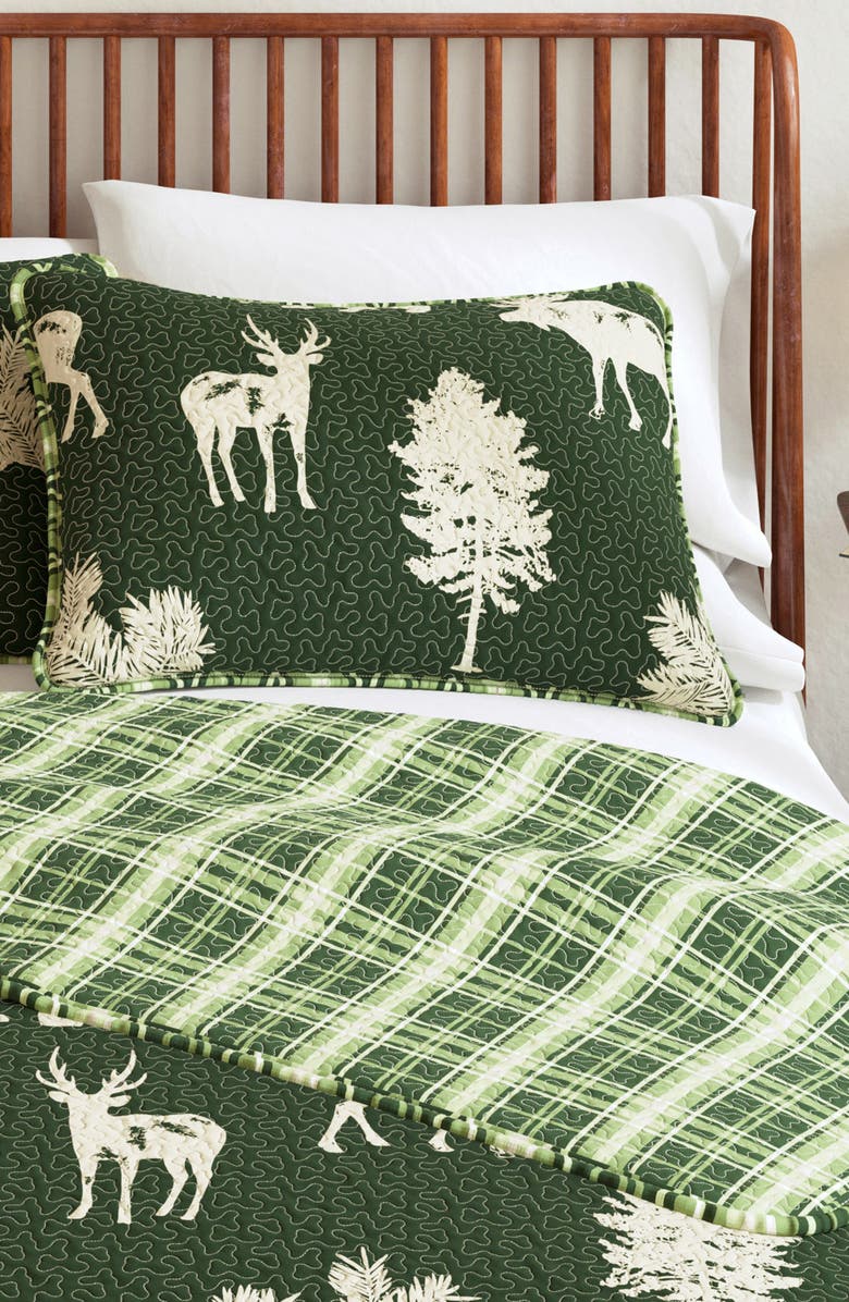 Woven & Weft Bear Moose Quilt Set, Alternate, color, Forest Green