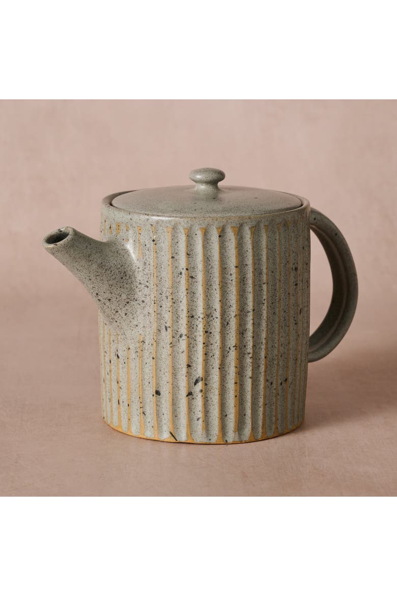 Sundara Fluted Ceramic Teapot, Alternate, color, Gray