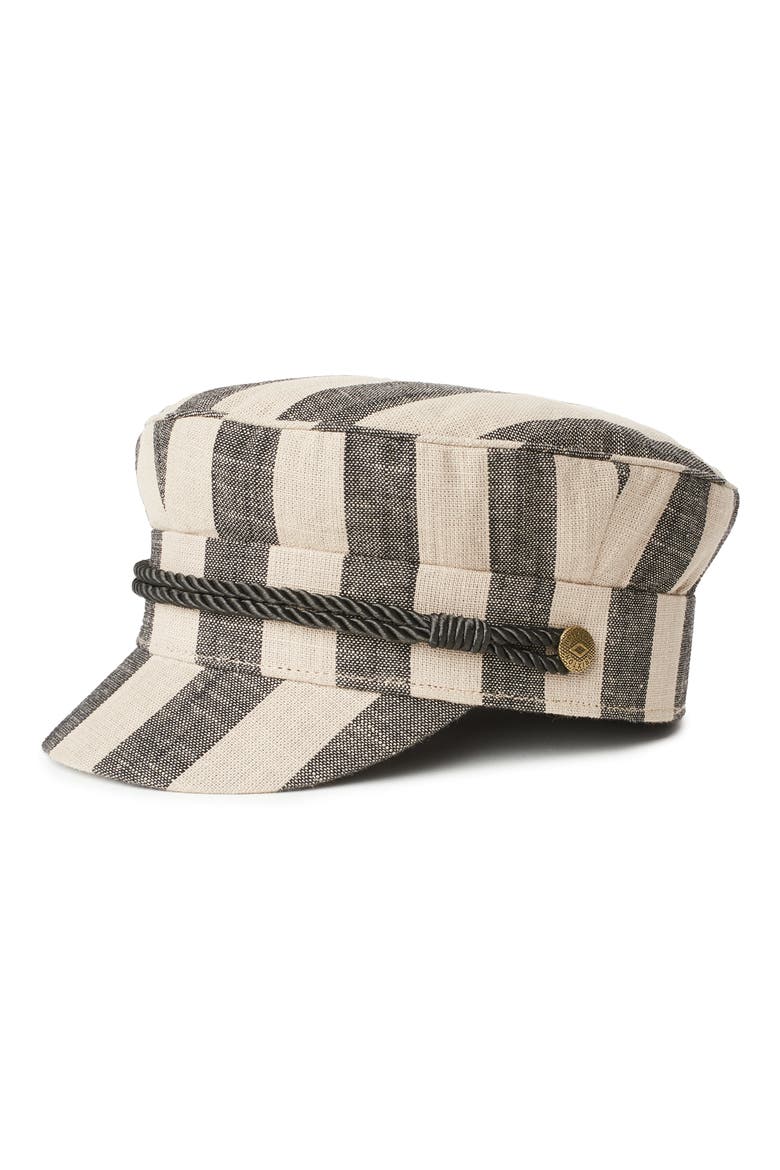 Albany Engineer Stripe Cap, Main, color, BLACK/ IVORY