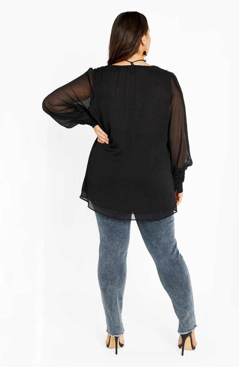 City Chic Lakelynn Rosette Top, Alternate, color, Black