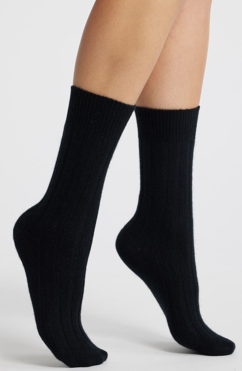 Nordstrom Rib Cashmere Blend Crew Socks, Main, color,