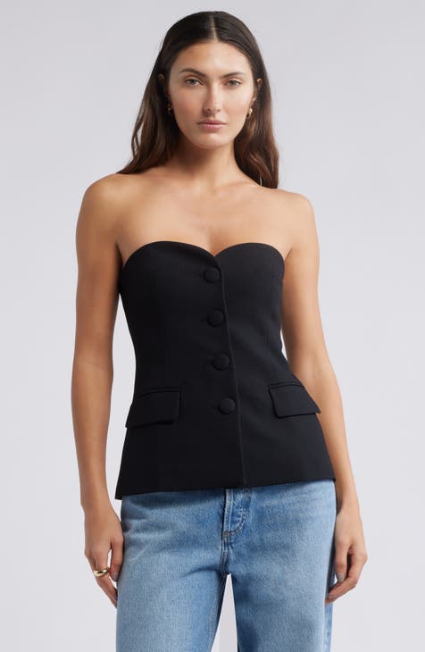 Tie Front Sweetheart Neck Blouses