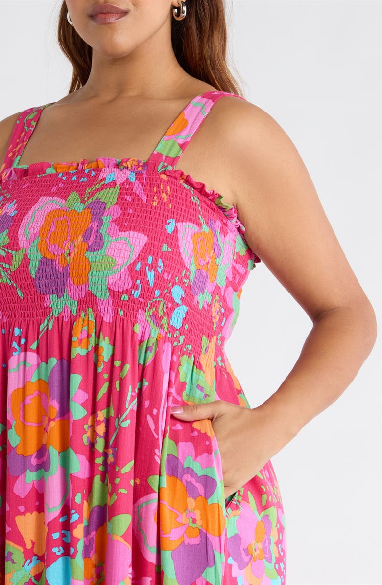 SUGARLIPS Himera Floral Kells Smocked Maxi Sundress, Alternate, color, Fuchsia-Multi