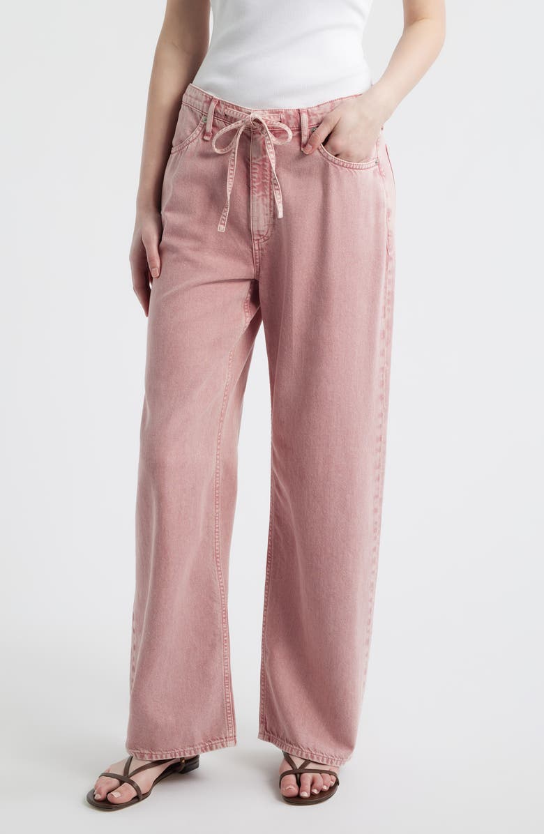 rag & bone Featherweight Phoebe Drawstring Wide Leg Jeans, Main, color, Raspbery
