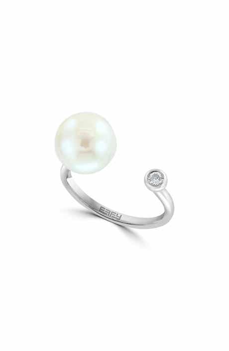 EFFY Freshwater Pearl & White Topaz Split Band Ring