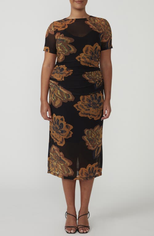 Estelle Glow Horizon Midi Dress In Brown Print