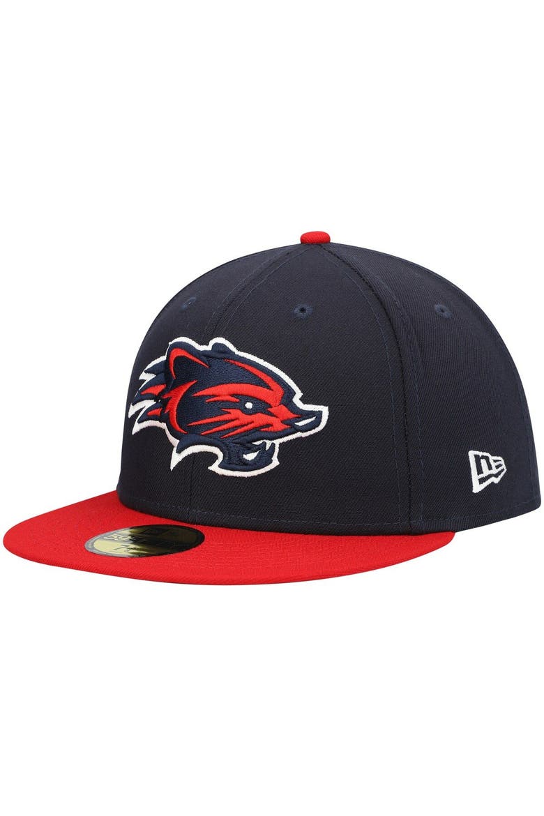 Men's New Era Navy New Hampshire Fisher Cats Authentic Collection Road 59FIFTY Fitted Hat, Main, color, Navy
