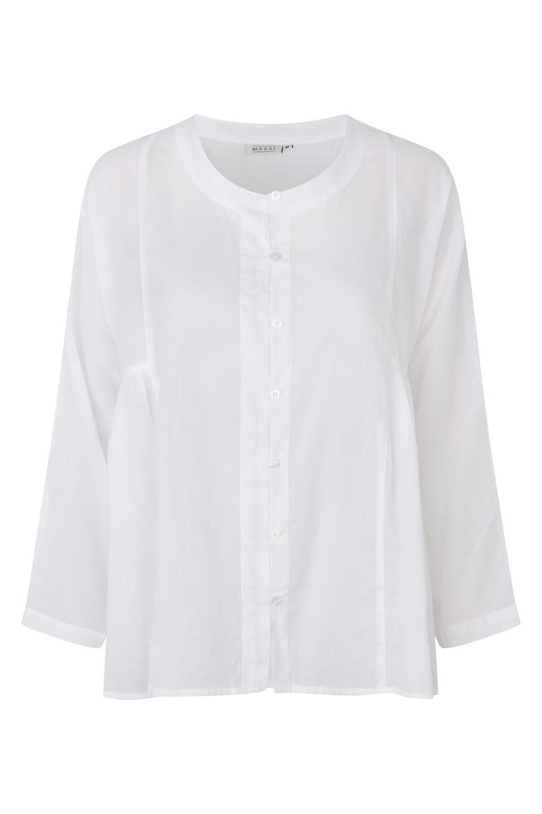 MaIanelle Round Neck Blouse, Alternate, color, White