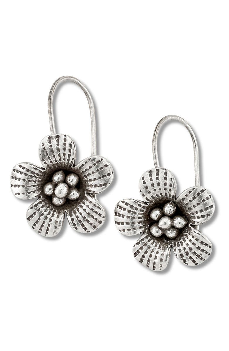 SAMUEL B. Antiqued Sterling Silver Flower Drop Earrings, Main, color,