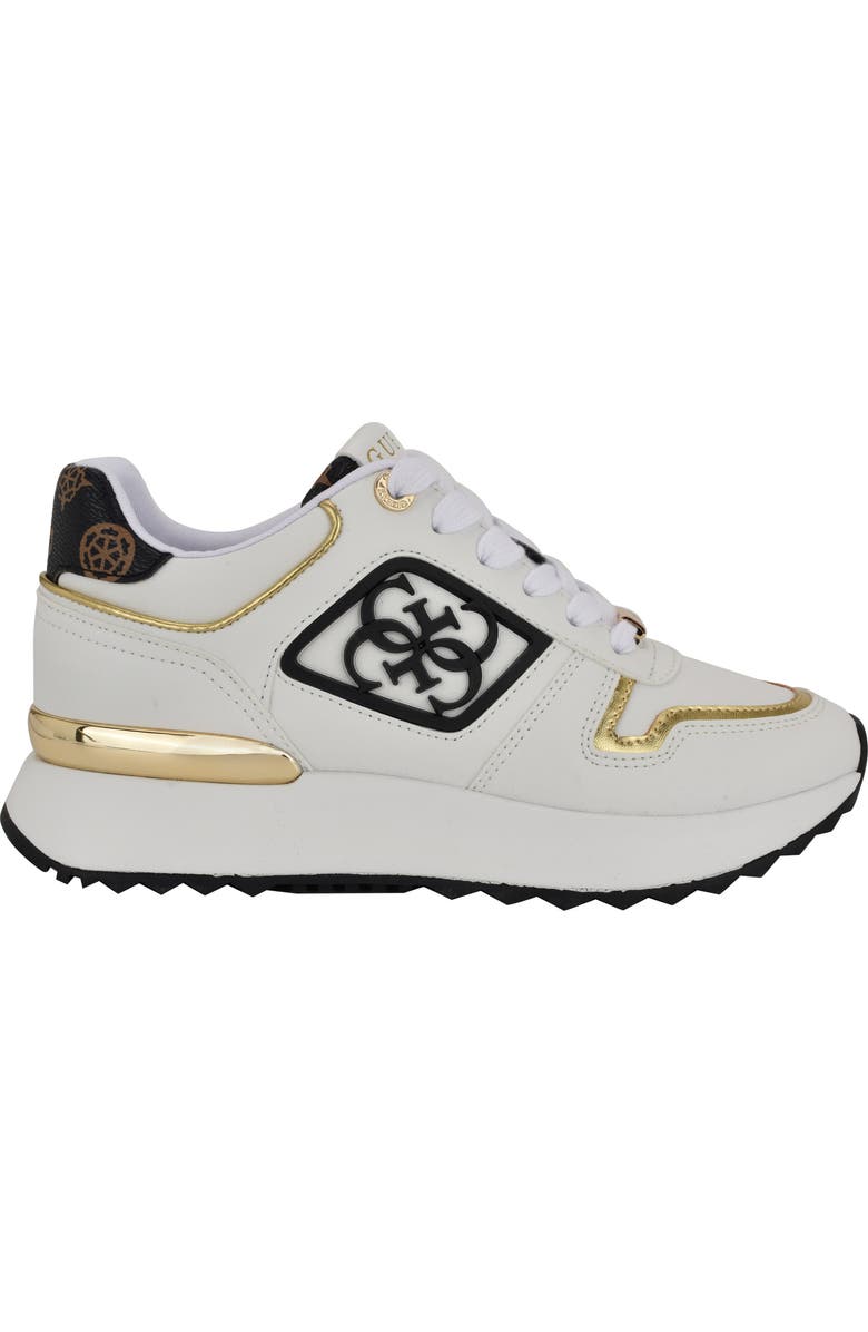 GUESS Koyaa Platform Sneaker, Alternate, color, White/ Gold/ Black