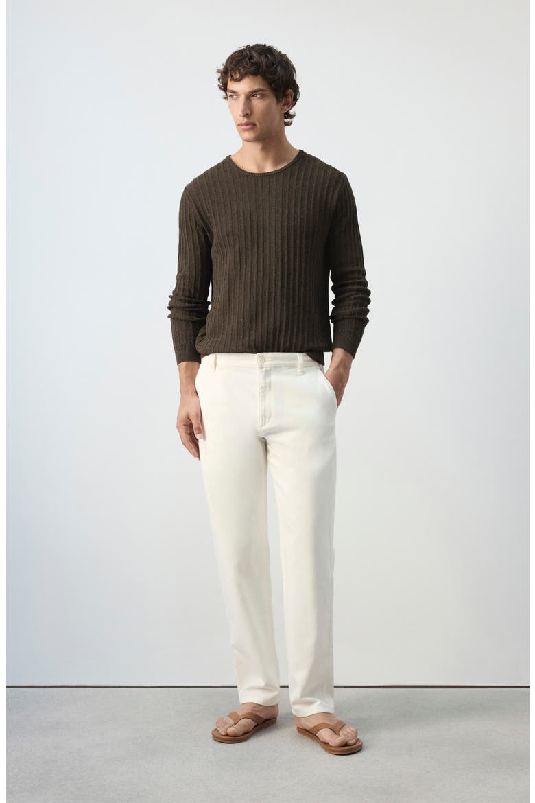 Relaxed Fit Cotton & Linen Jeans, Alternate, color, OFF WHITE