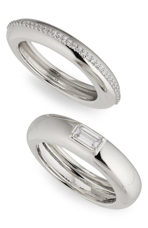 Entwine Set of 2 Cubic Zirconia Stacking Rings