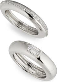 Nadri Entwine Set of 2 Cubic Zirconia Stacking Rings