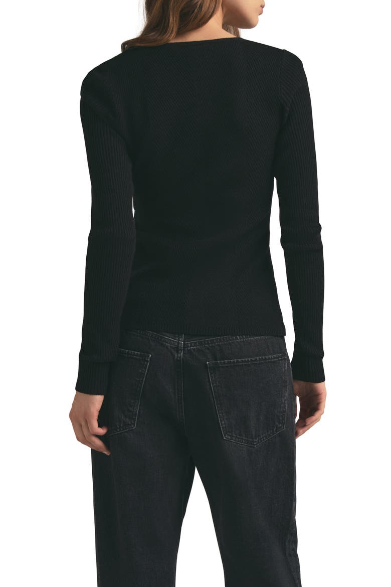The Serena Rib Merino Wool Cardigan, Alternate, color, BLACK