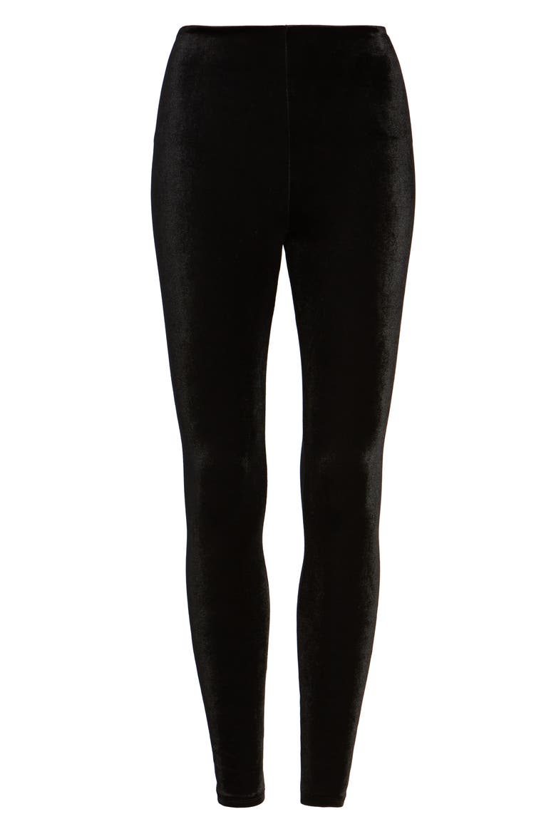 Perfect Control Top Velvet Leggings, Alternate, color, BLACK