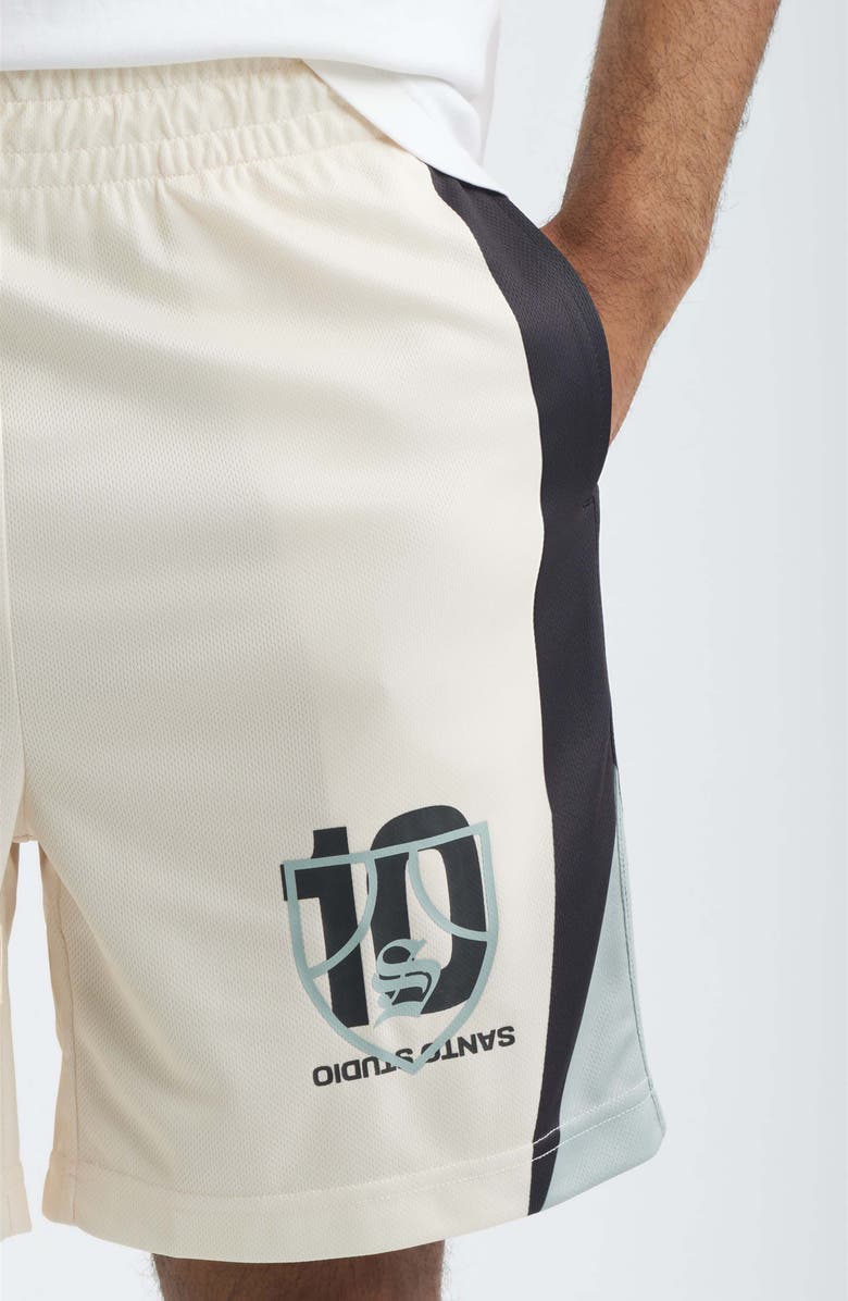 SANTO STUDIO Santo Shield Soccer Roma Mesh Shorts - Twitch Edition, Alternate, color, Cream