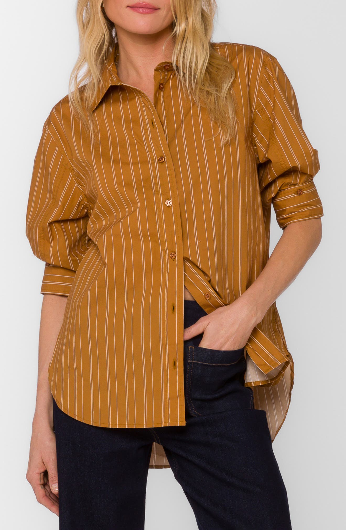 Suri Oversize Three-Quarter Sleeve Button-Up Shirt