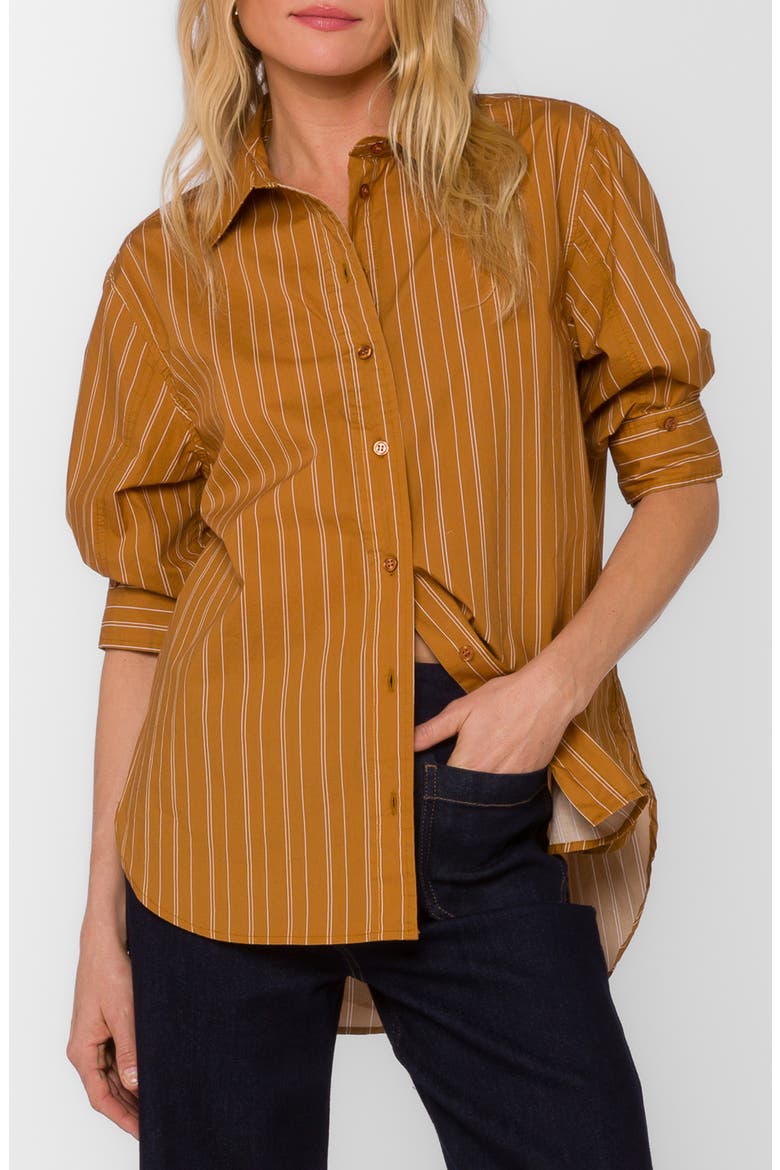 Suri Oversize Three-Quarter Sleeve Button-Up Shirt, Main, color, TOASTED CINNAMON