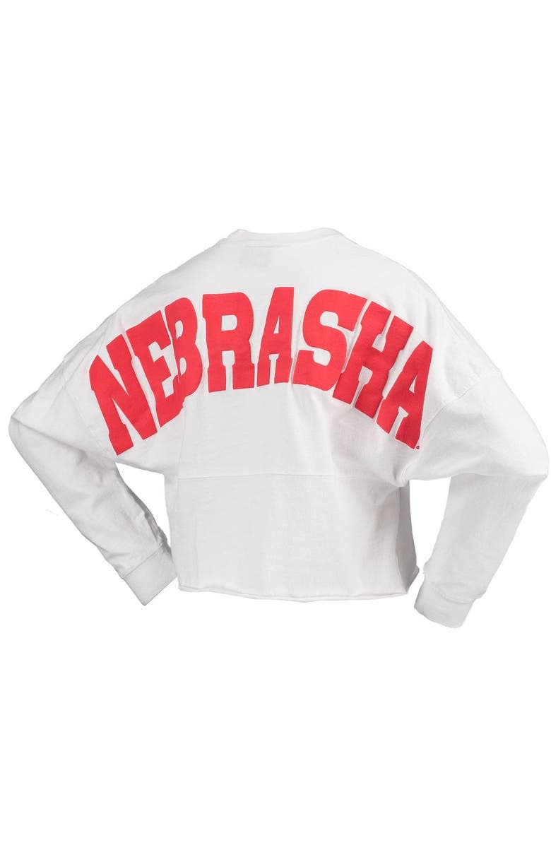 SPIRIT JERSEY Women's White Nebraska Huskers Laurels Crop Long Sleeve T-Shirt, Alternate, color, White