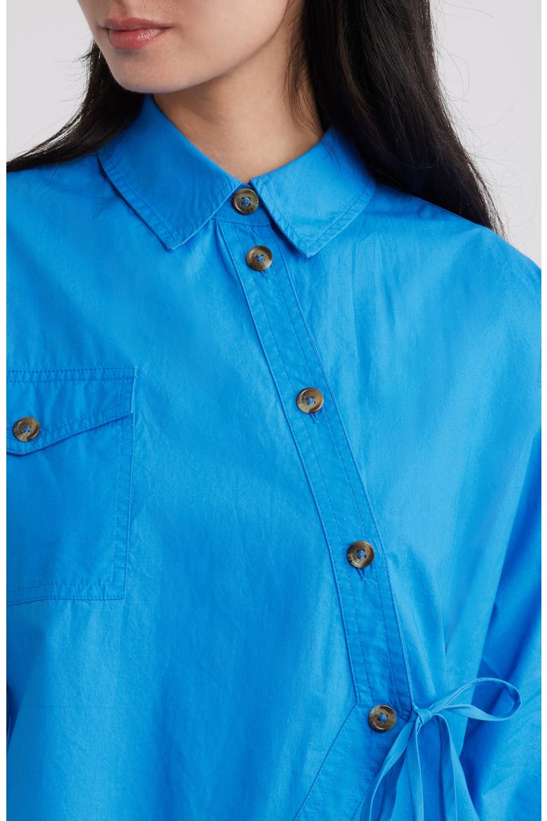 Lux Asymmetrical Organic Cotton Shirt, Alternate, color, BLUE