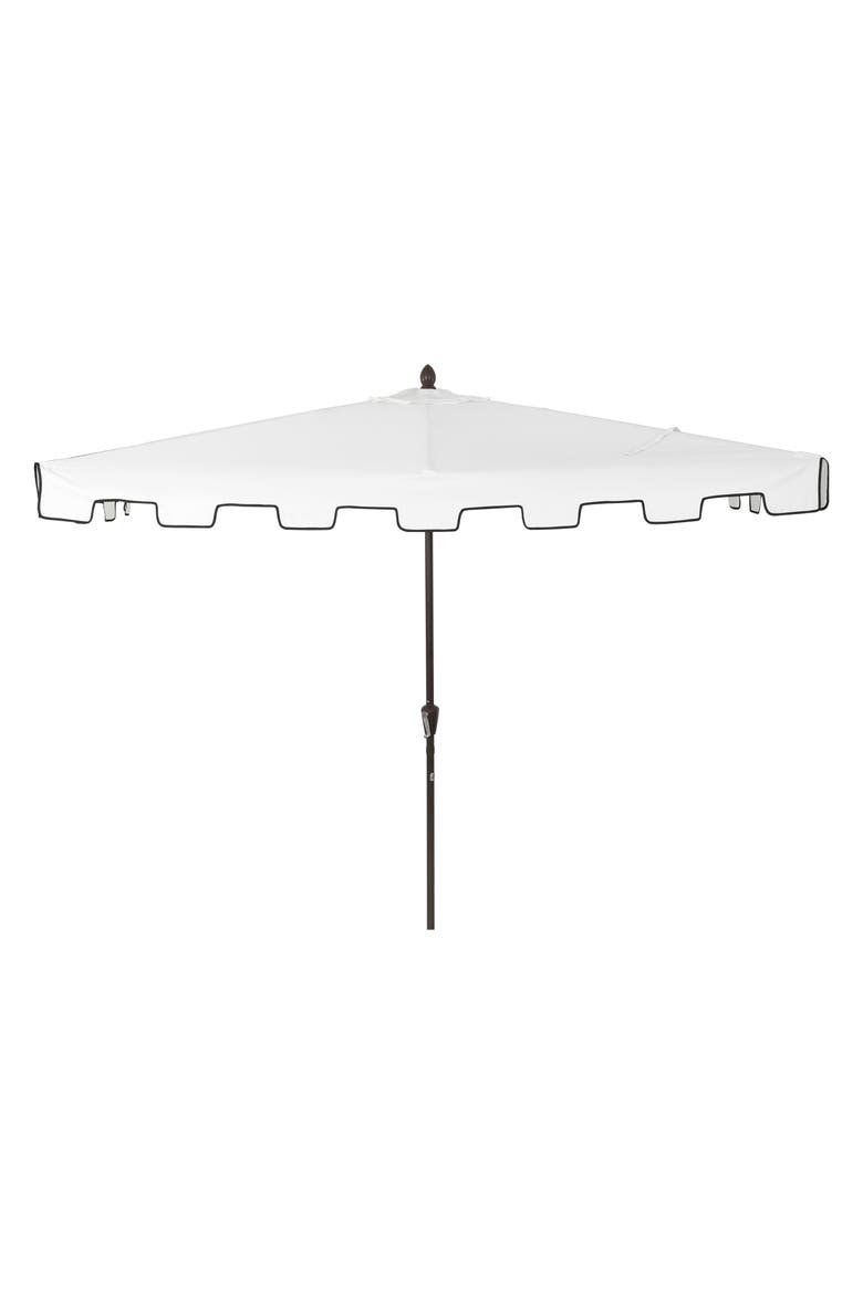 Sidney Coastal Half Patio Umbrella with Crank, UV-Resistant Space-Saving Wall-Hugging Aluminum Balcony Sun Shade, Alternate, color, White