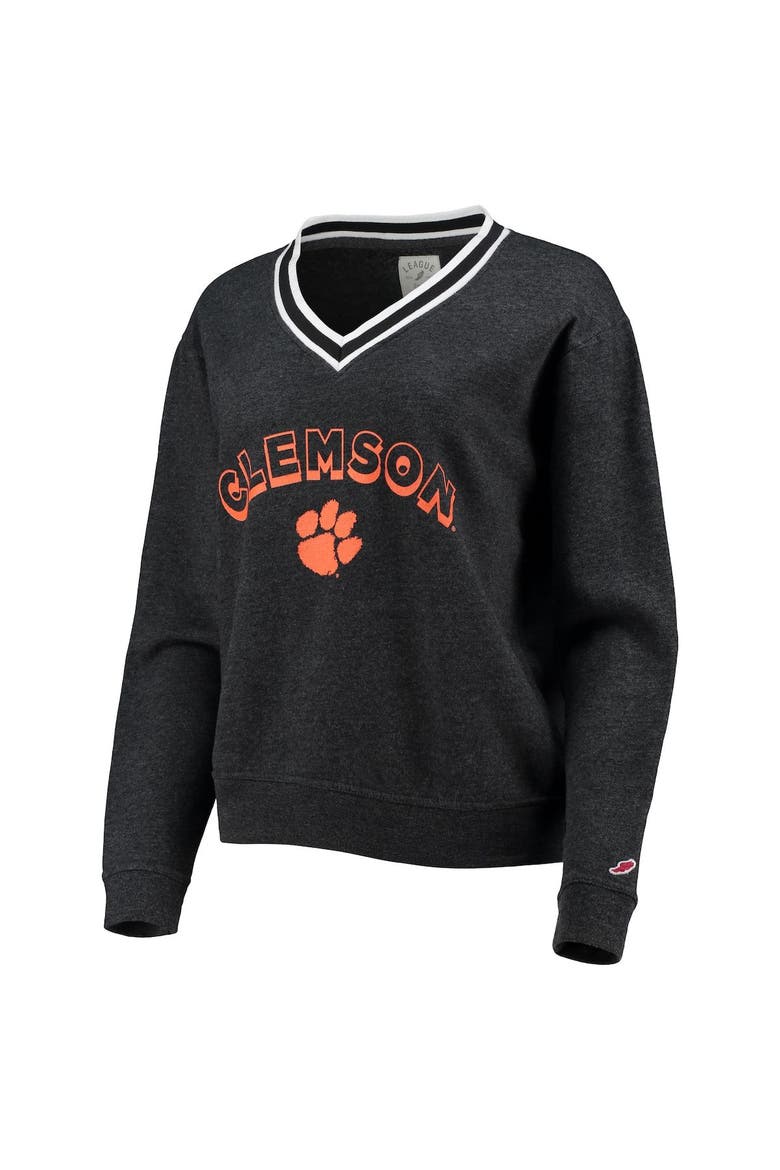Women's League Collegiate Wear Heathered Black Clemson Tigers Victory Springs Tri-Blend V-Neck Pullover Sweatshirt, Alternate, color, Heather Black