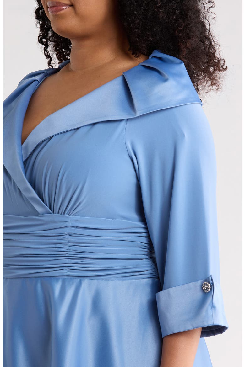 Portrait Collar Mixed Media Gown, Alternate, color, LAKE