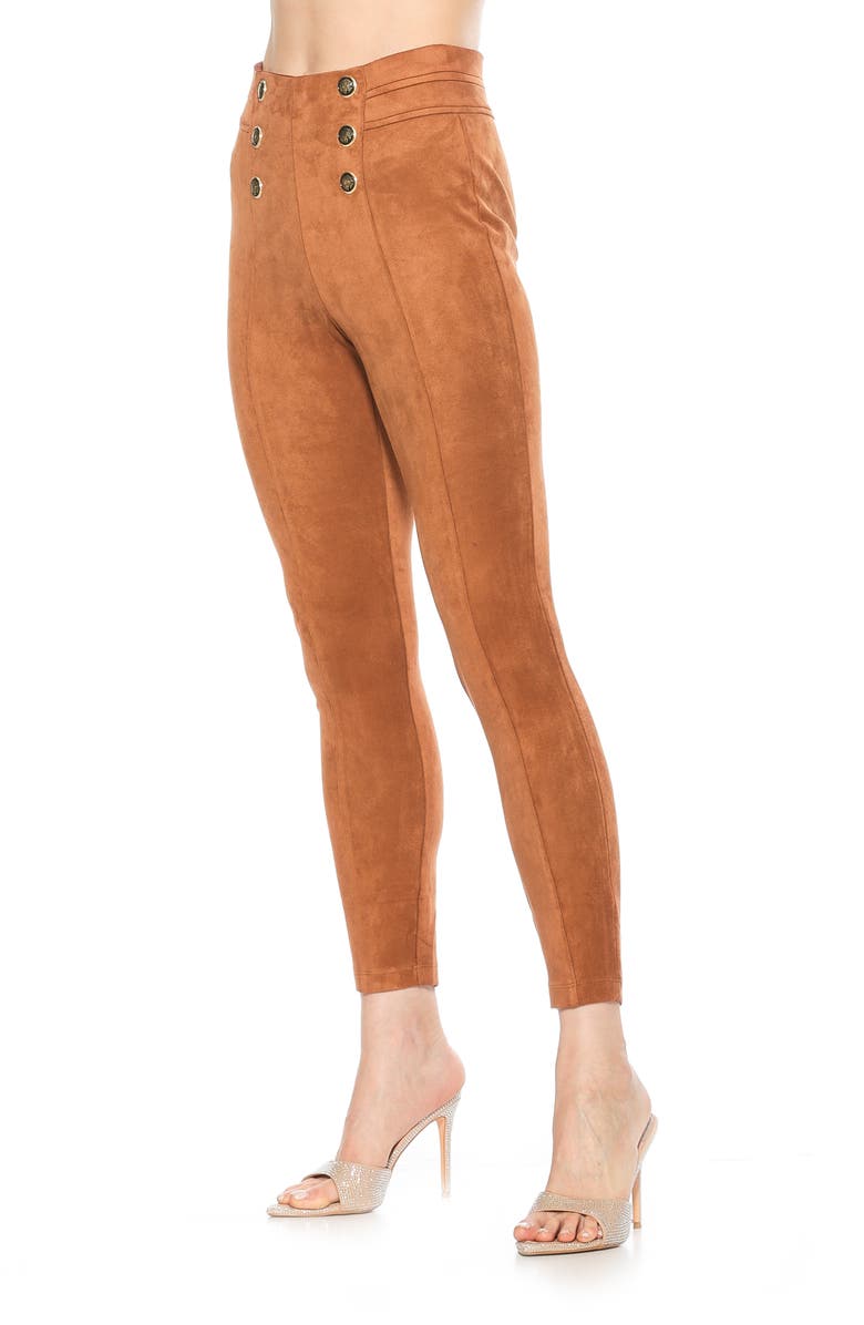 Alexia Admor Feyja Faux Suede Leggings, Alternate, color, Camel