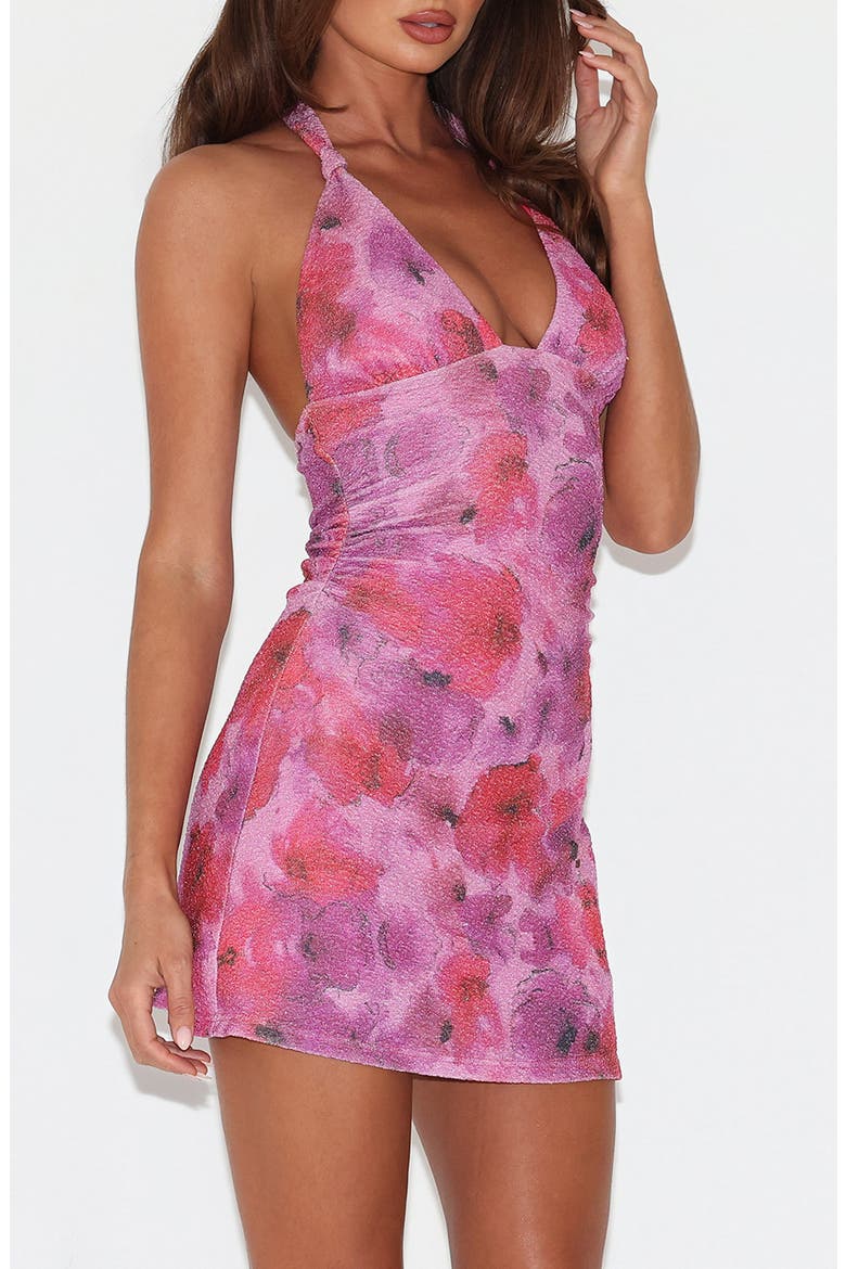 Talyn Floral Halter Minidress, Alternate, color, PINK SPARKLE FLORAL