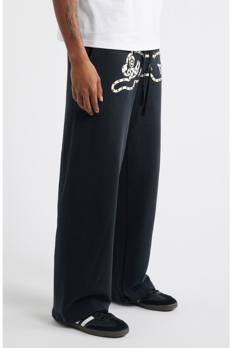 Central Beaded Logo Sweat Pants, Alternate, color, BLACK