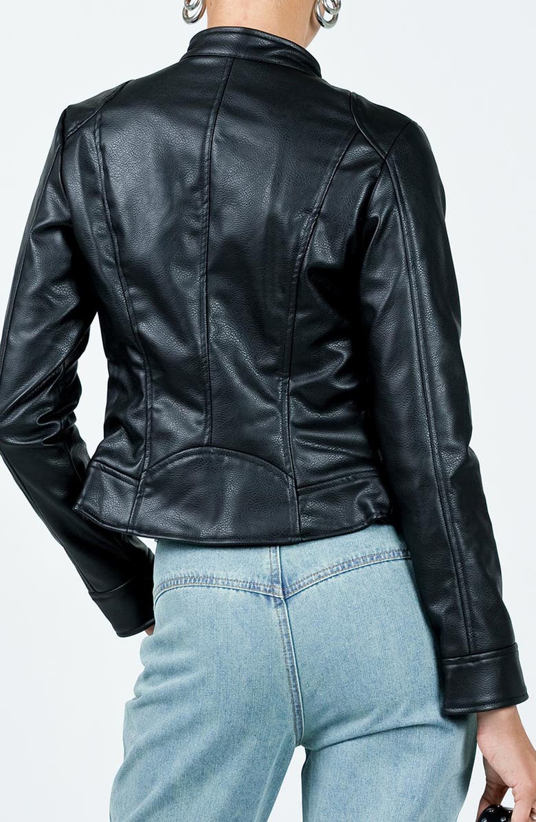 Princess Polly Pottsville Faux Leather Moto Jacket, Alternate, color, Black