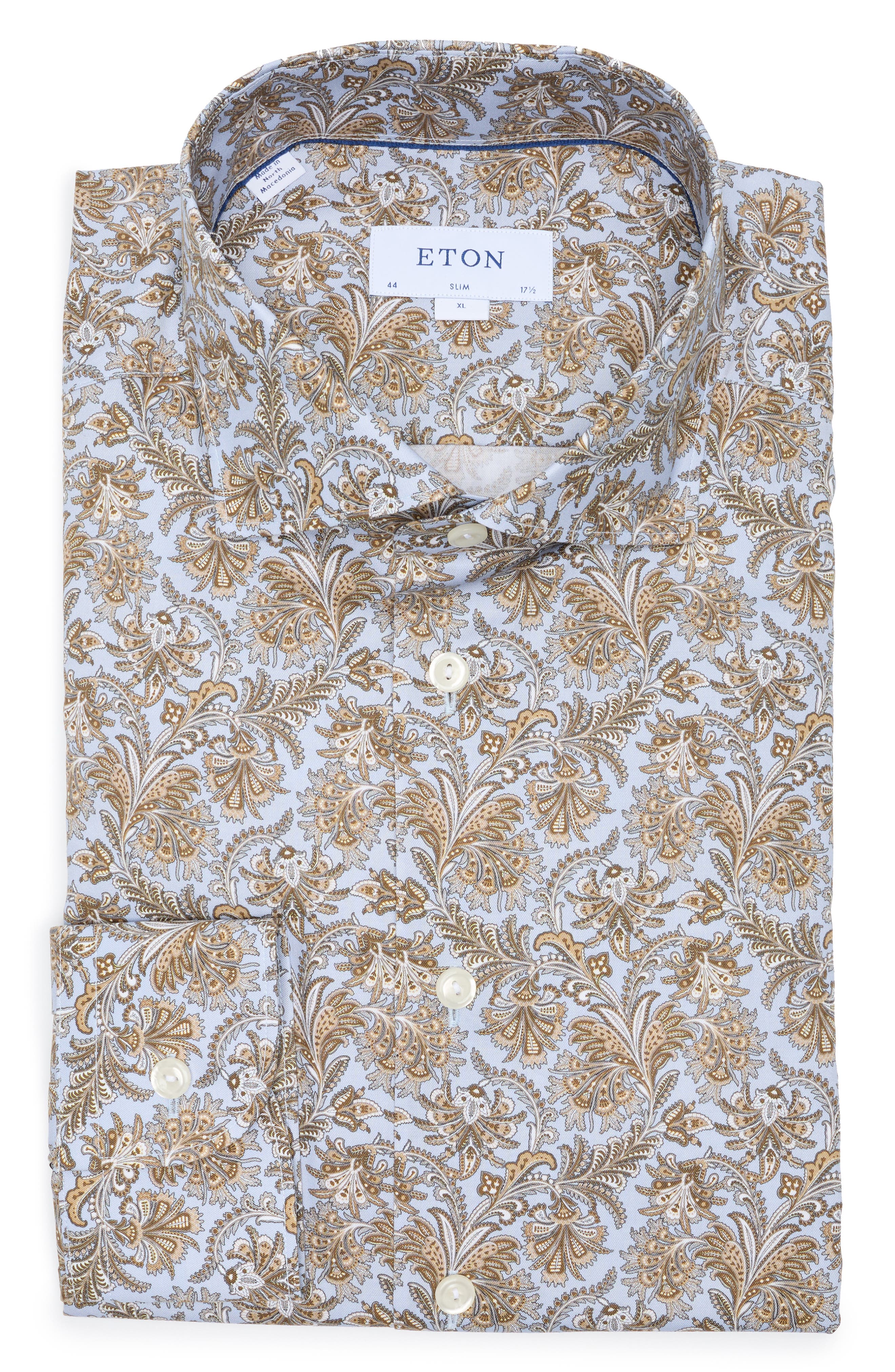 Eton Slim Fit Paisley Cotton Dress Shirt