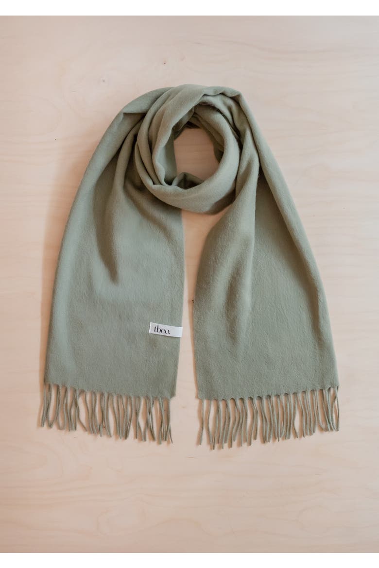 Lambswool Block Color Oversized Scarf, Alternate, color, Olive