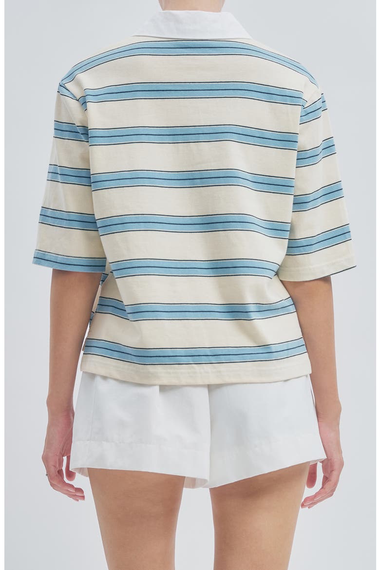 Frankie Stripe Stretch Cotton Polo, Alternate, color, WHITE LIGHT BLUE STRIPE