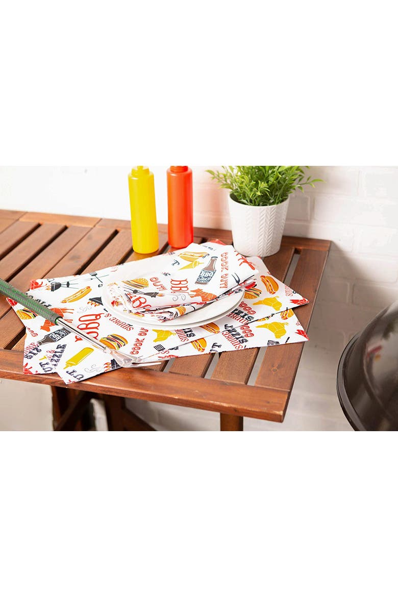 Outdoor Printed Placemat Set/6, Alternate, color, BBQ Fun